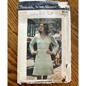 Vintage 1960s Butterick 3898 Sewing Pattern Size XL 18 A Line Dress COMPLETE